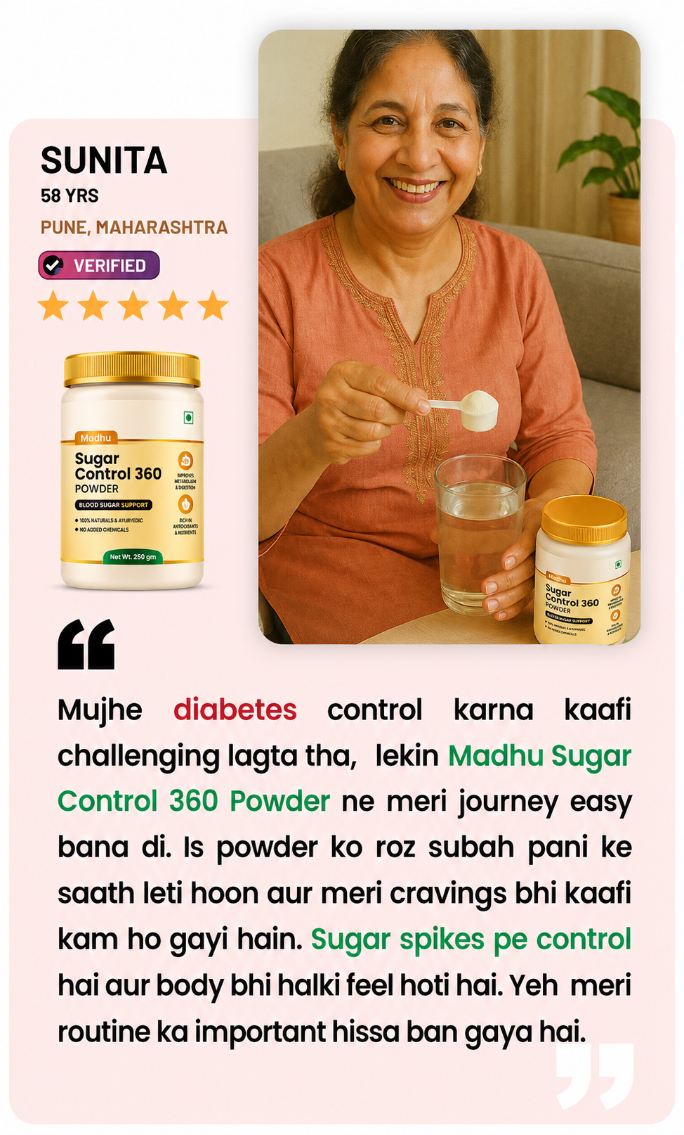 Sunita testimonial